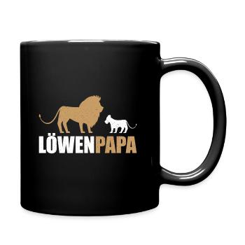 Löwenpapa Vater Opa Onkel Geschenk - Tasse einfarbig - Schwarz - Rechts