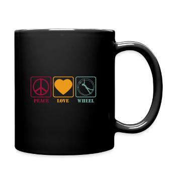 Gym Wheel Acrobatics Women Gymnastics Peace Love Retro - Full Colour Mug - black - Right