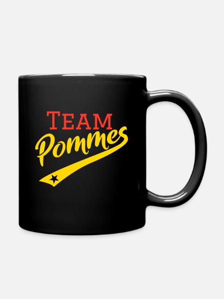 Team Pommes | retro | vintage mit STern - Tasse einfarbig - Schwarz