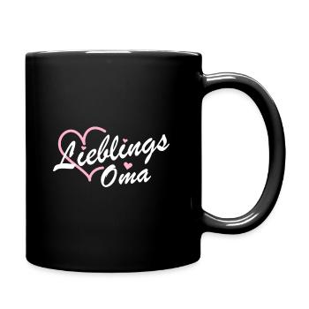 Lieblings Oma Herz Pink Geschenk für Muttertag - Tasse einfarbig - Schwarz - Rechts