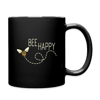 Bee happy bee beekeeper beekeeping honeycomb - Full Colour Mug - black - Right