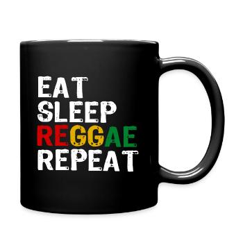 Reggae Jamaika Eat Sleep Reggae Repeat Geschenk - Tasse einfarbig - Schwarz - Rechts