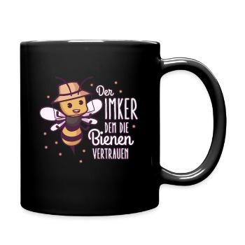 Imker Geschenk Bienen Lustiger Spruch - Tasse einfarbig - Schwarz - Rechts