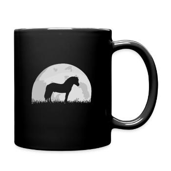 Fjordpferd Fjordpony Vollmond Mond Silhouette - Tasse einfarbig - Schwarz - Rechts