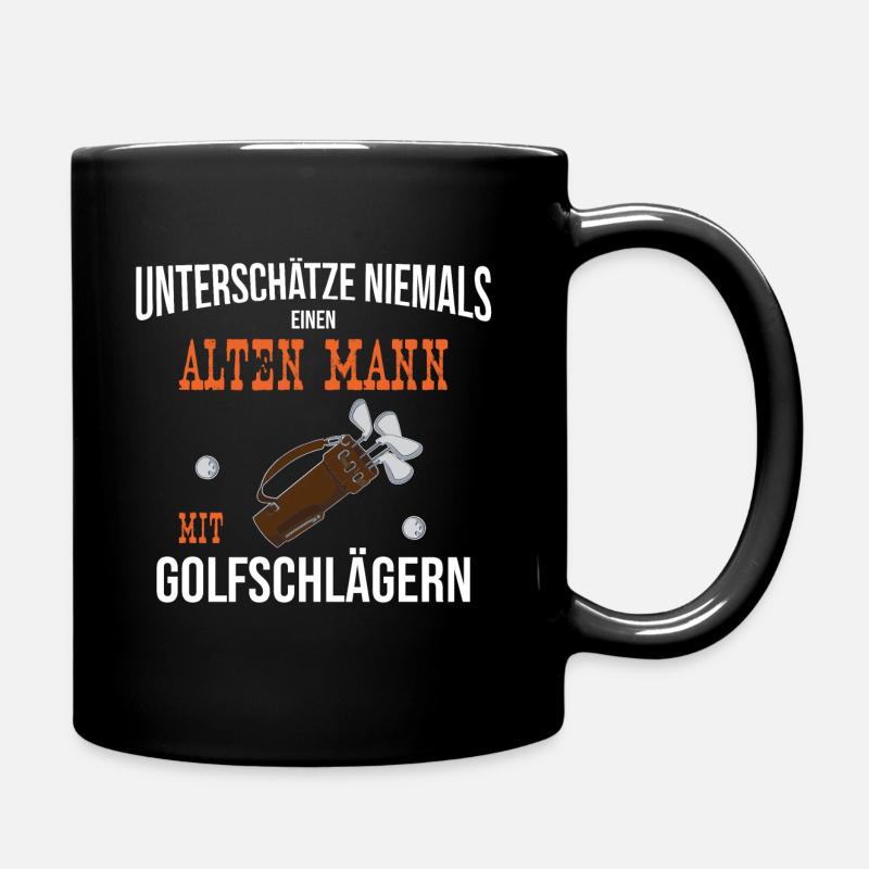 Alter Mann mit Golfschlägern - Golfer Golf spielen - Tasse einfarbig - Schwarz