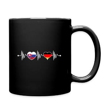 Slovakia Germany flag coat of arms heartbeat - Full Colour Mug - black - Right