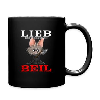 Lieb heisst umgekehrt Beil mörderische Fledermaus - Tasse einfarbig - Schwarz - Rechts