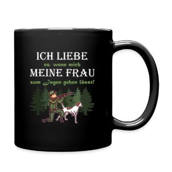 Jäger Jagen Jagd Lustiger Spruch Förster Geschenk - Tasse einfarbig - Schwarz - Rechts