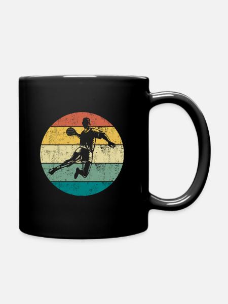 Handball Kreisläufer Sprungwurf Retro Vintage - Tasse einfarbig - Schwarz