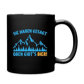Wandern Berge Bier Spruch Geschenk - Tasse einfarbig - Schwarz - Rechts