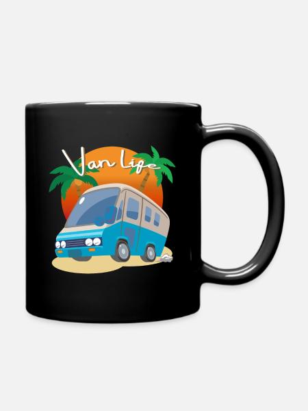 Van Life, Wohnmobil, Campingurlaub - Ensfarvet krus - sort