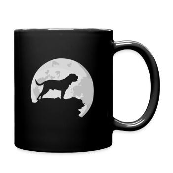 Mastiff moonlight moon silhouette - Full Colour Mug - black - Right