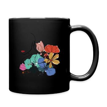 Woman with flowers - Full Colour Mug - black - Right