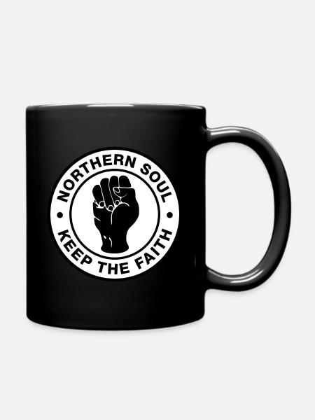Northern Soul - Keep the Faith - White Logo - Full Colour Mug - black