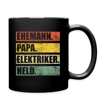 Ehemann Papa Elektriker - Tasse einfarbig - Schwarz - Rechts