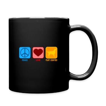 Flat Coated Retriever Peace Love Saying Retro - Full Colour Mug - black - Right