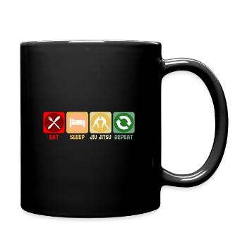 Jiu Jitsu Kampfkunst Eat Sleep Retro Spruch Lustig - Tasse einfarbig - Schwarz - Rechts