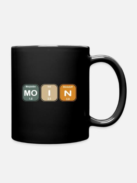 Moin Norddeutsch Begrüßung Periodensystem Retro - Tasse einfarbig - Schwarz