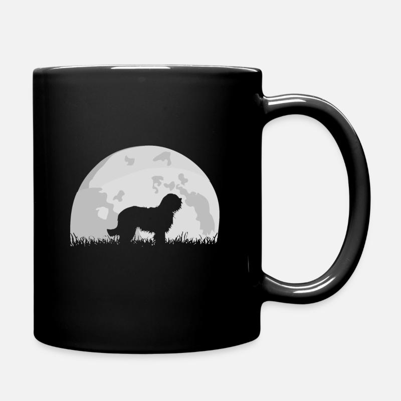 Bearded Collie Vollmond Mond Silhouette - Tasse einfarbig - Schwarz