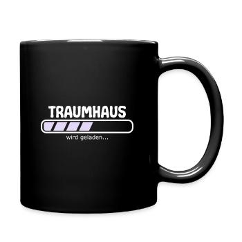 Bauherrin Traumhaus wird geladen Spruch Lustig - Tasse einfarbig - Schwarz - Rechts