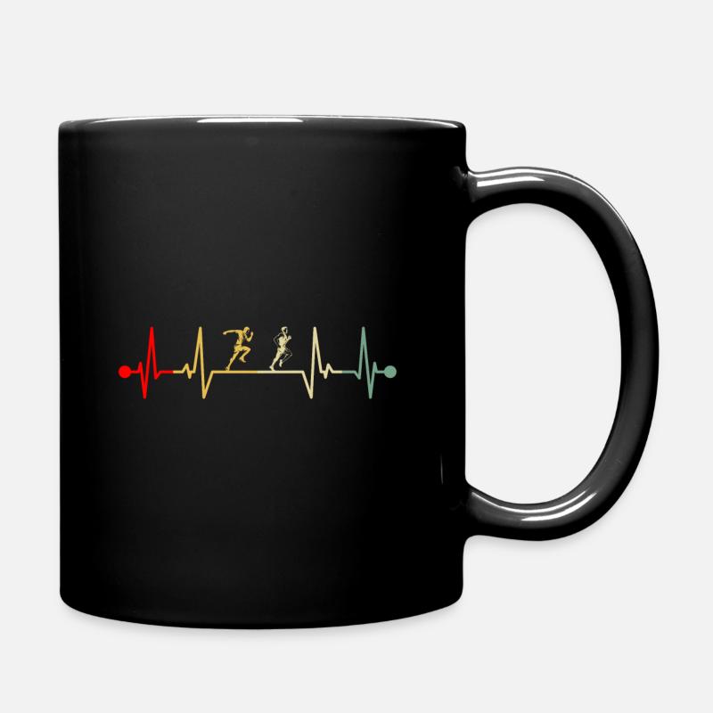 Marathon marathon runner heartbeat retro vintage - Full Colour Mug - black