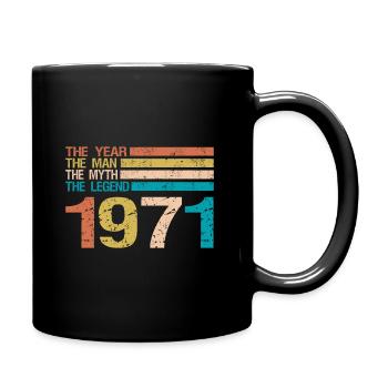 50th birthday 1971 man legend saying retro - Full Colour Mug - black - Right