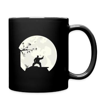 Tai Chi Schattenboxen Vollmond Mond Silhouette - Tasse einfarbig - Schwarz - Rechts