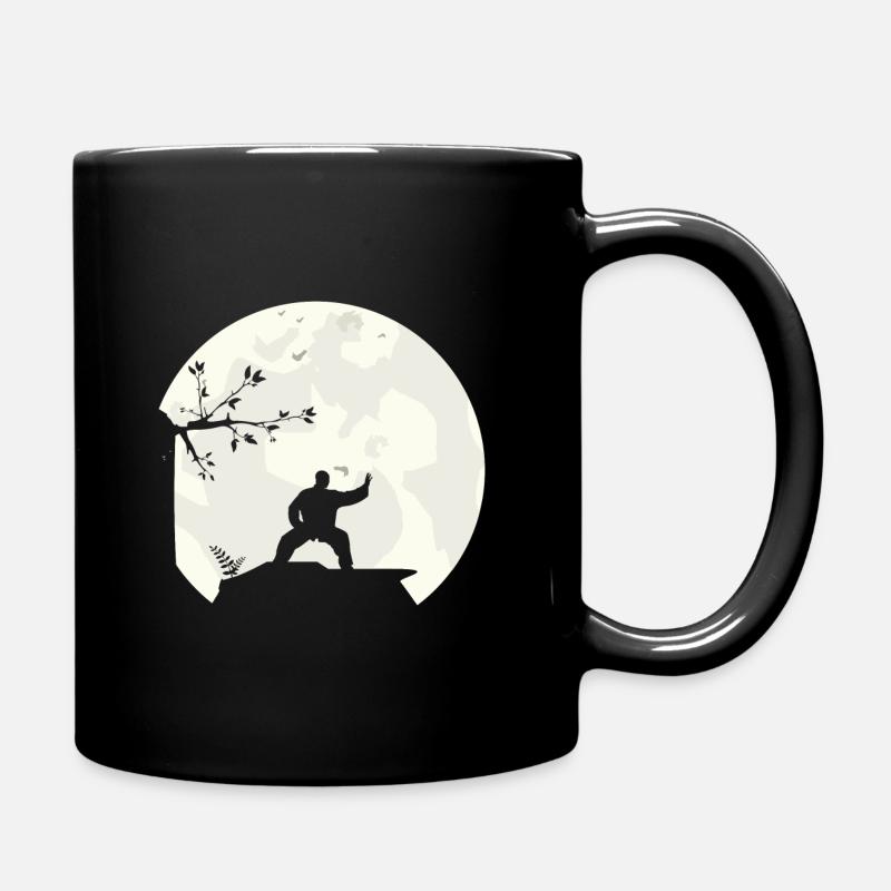 Tai Chi Schattenboxen Vollmond Mond Silhouette - Tasse einfarbig - Schwarz