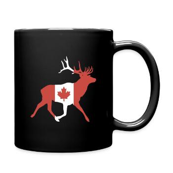 Cerf avec drapeau canadien - Mug uni - noir - Droite