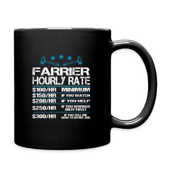 Hufschmied Stundenlohn Hourly Rate Spruch Lustig - Tasse einfarbig - Schwarz - Rechts