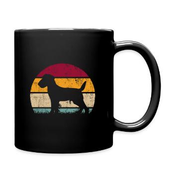 Jagdterrier Jagdhund Retro Style Silhouette - Tasse einfarbig - Schwarz - Rechts