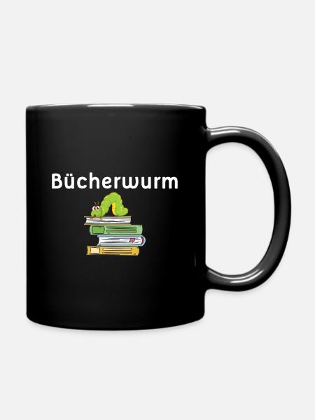 Bücherwurm Geschenk art - Tasse einfarbig - Schwarz