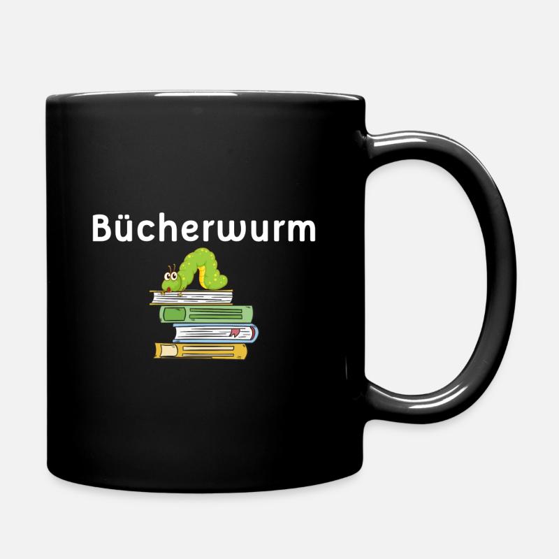 Bücherwurm Geschenk art - Tasse einfarbig - Schwarz