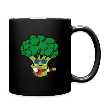 Brocoli aux légumes drôle avec des lunettes de soleil guitare - Mug uni - noir - Droite