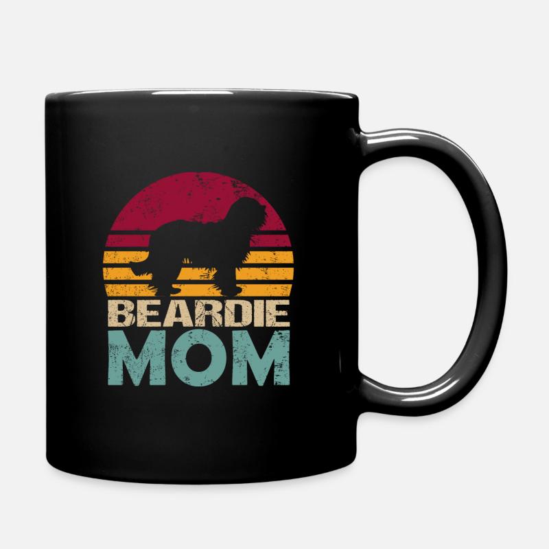 Bearded Collie Beardie Mama Retro für Frauchen - Tasse einfarbig - Schwarz