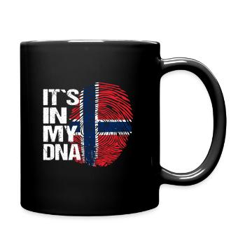 Norwegen Flagge Fingerabdruck DNA Spruch Lustig - Tasse einfarbig - Schwarz - Rechts
