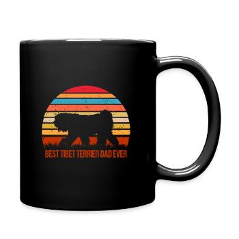Tibet Terrier Beste Papa Spruch Retro für Herrchen - Tasse einfarbig - Schwarz - Rechts