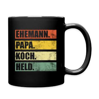 Papa Ehemann Koch Held - Tasse einfarbig - Schwarz - Rechts