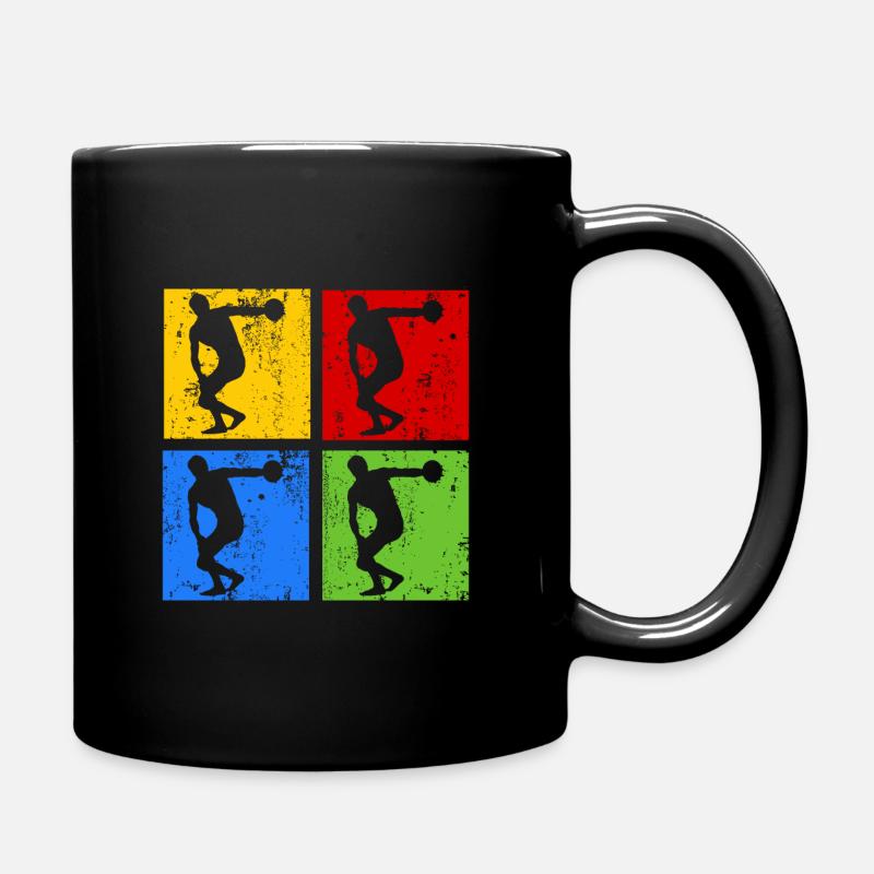 Diskuswurf Diskuswerfen Pop Art Retro Silhouette - Tasse einfarbig - Schwarz