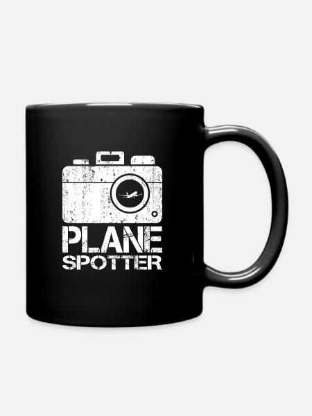 Plane Spotter Avions Regarder caméra - Mug uni - noir