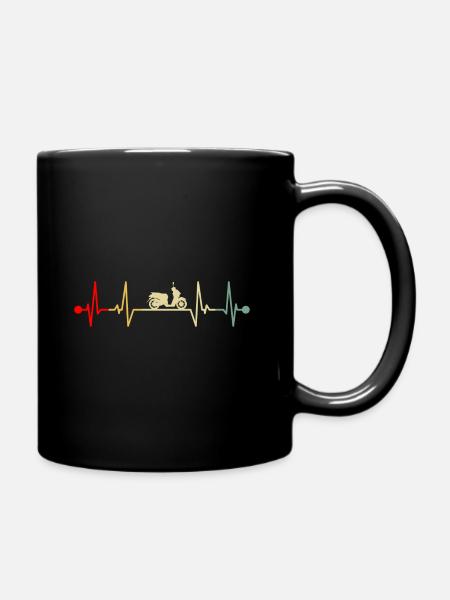 Rollerfahrer Elektro Motorroller Herzschlag Retro - Tasse einfarbig - Schwarz