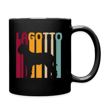 Lagotto Romagnolo Vintage Retro Style Silhouette - Full Colour Mug - black - Right