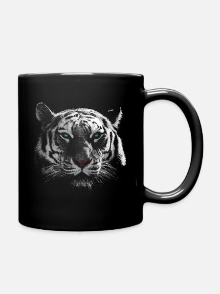 Weißer Tiger Tigerkopf - Tasse einfarbig - Schwarz