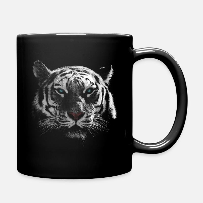 Weißer Tiger Tigerkopf - Tasse einfarbig - Schwarz