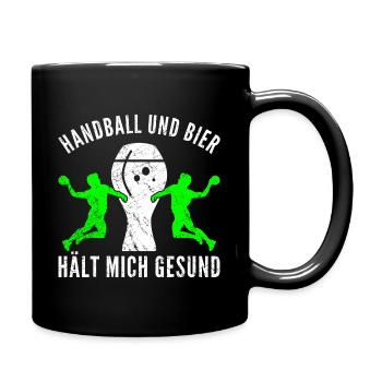 Handball | Handballer | Spruch | Bier | Geschenk - Tasse einfarbig - Schwarz - Rechts