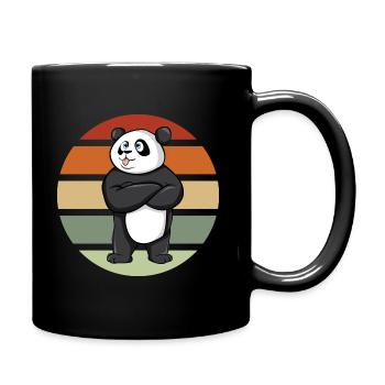 Panda streckt die Zunge raus - Tasse einfarbig - Schwarz - Rechts