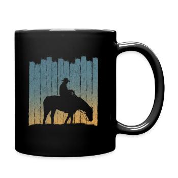 Cowboy Pferd Westernreiter Western Quarterhorse - Tasse einfarbig - Schwarz - Rechts