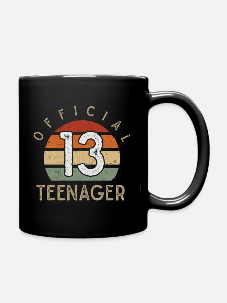 Retro girl boy 13th birthday teen - Full Colour Mug - black