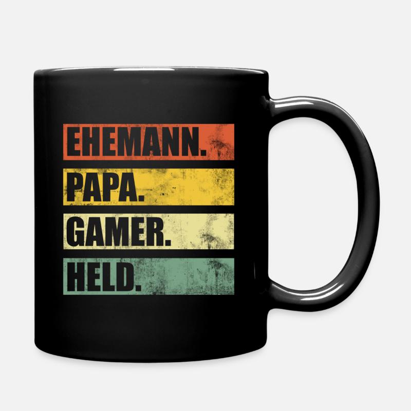 Papa Ehemann Gamer Vatertag Vintage - Tasse einfarbig - Schwarz