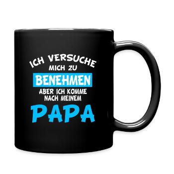 Kinder Shirt mit lustigem Spruch Papa Kind lustig - Tasse einfarbig - Schwarz - Rechts